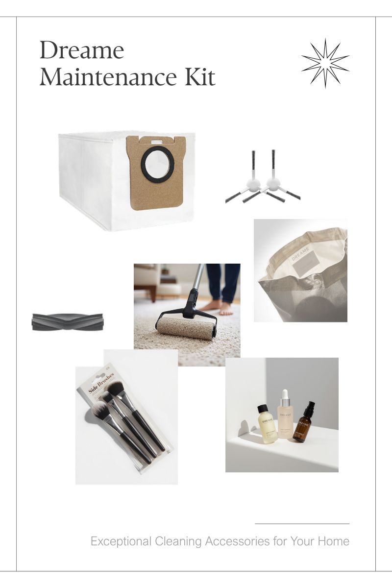 Dreame L20 L10s Ultra X40 Maintenance Kit - Main Roller Brush, Side Brushes 2-Pack and 3L Dust Bag