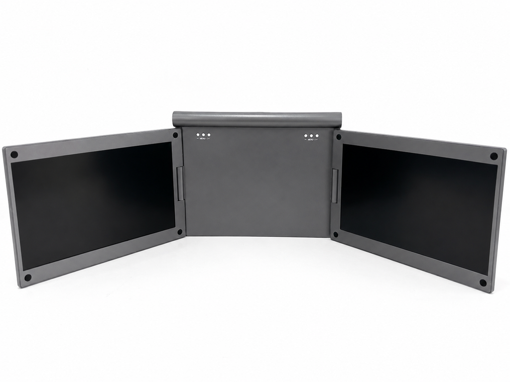 ScreenMate 13.3 inch triple screen portable monitor folded, actual unit photographed
