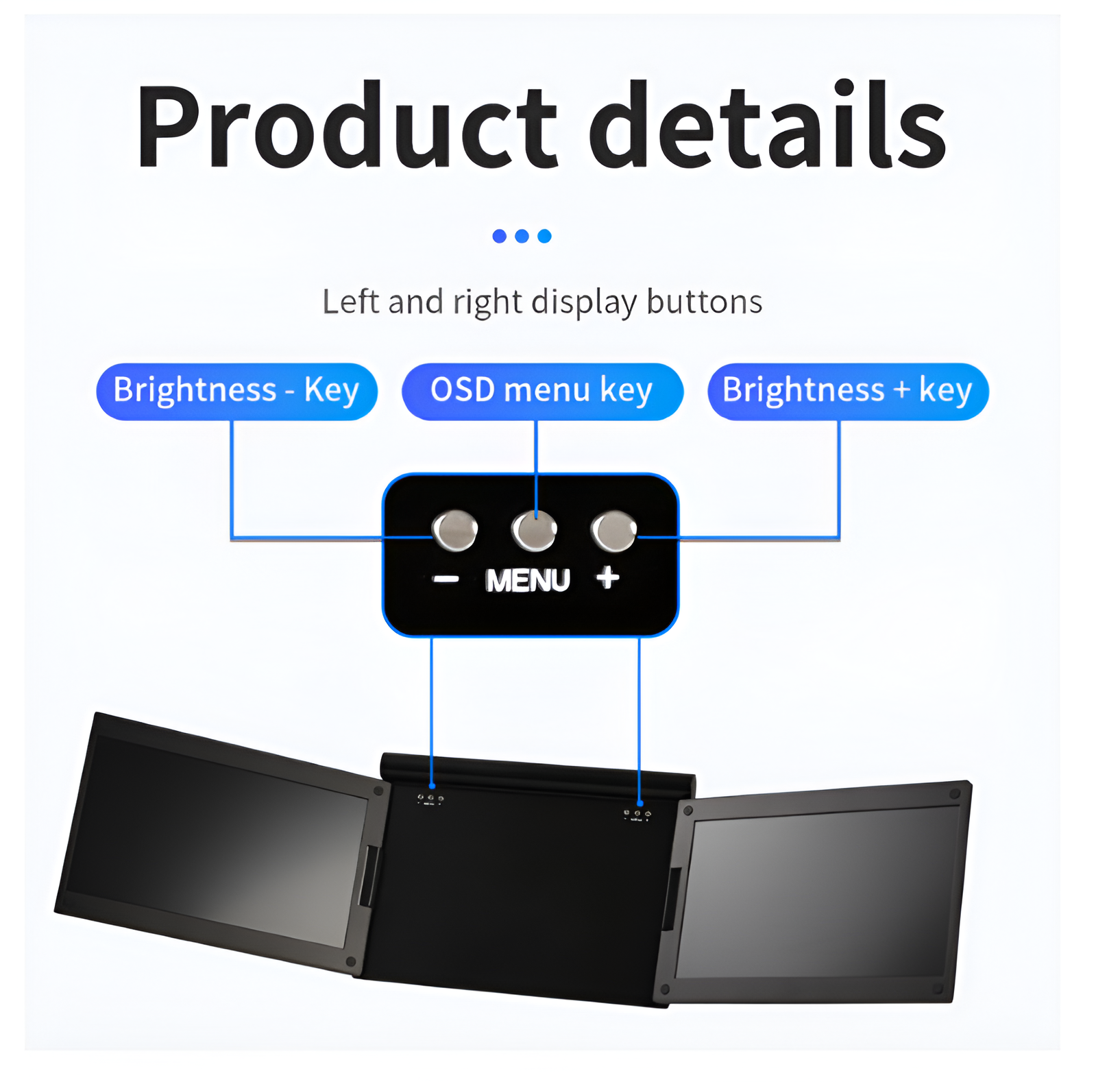ScreenMate 13.3" Portable Monitor Triple Screen Display 1080p