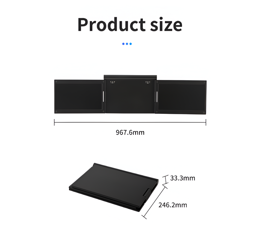ScreenMate 13.3" Portable Monitor Triple Screen Display 1080p