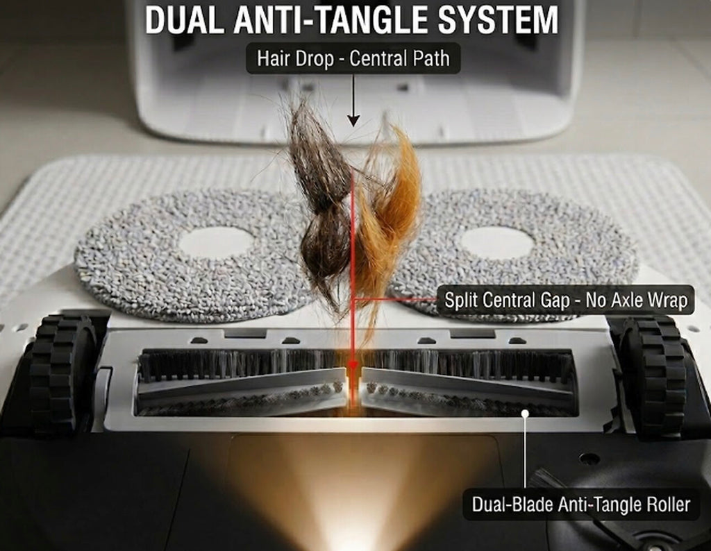 RoboGem Hydro Mop dual anti-tangle roller system