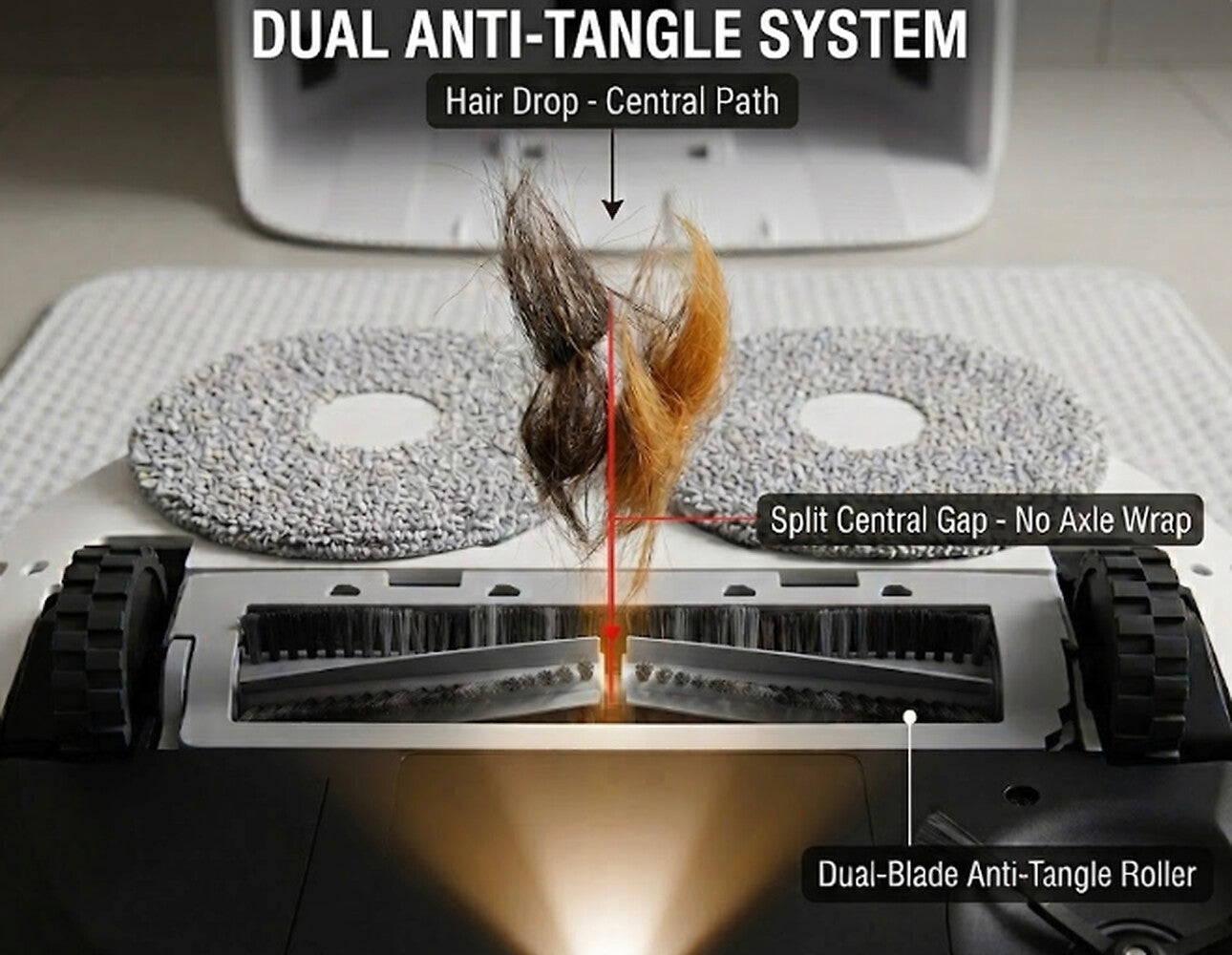 RoboGem Hydro Mop dual anti-tangle roller system