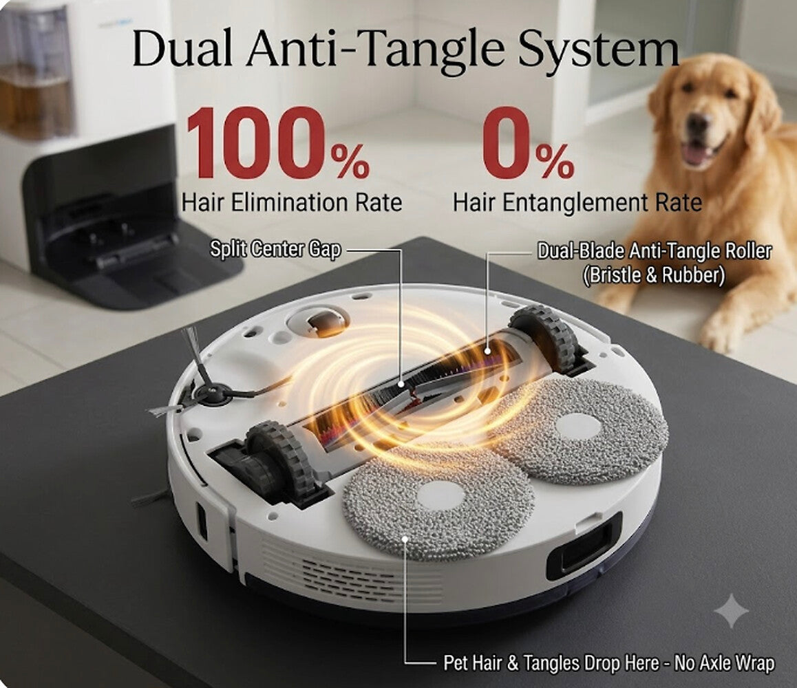 RoboGem Hydro Mop dual anti-tangle system 100 percent hair pickup