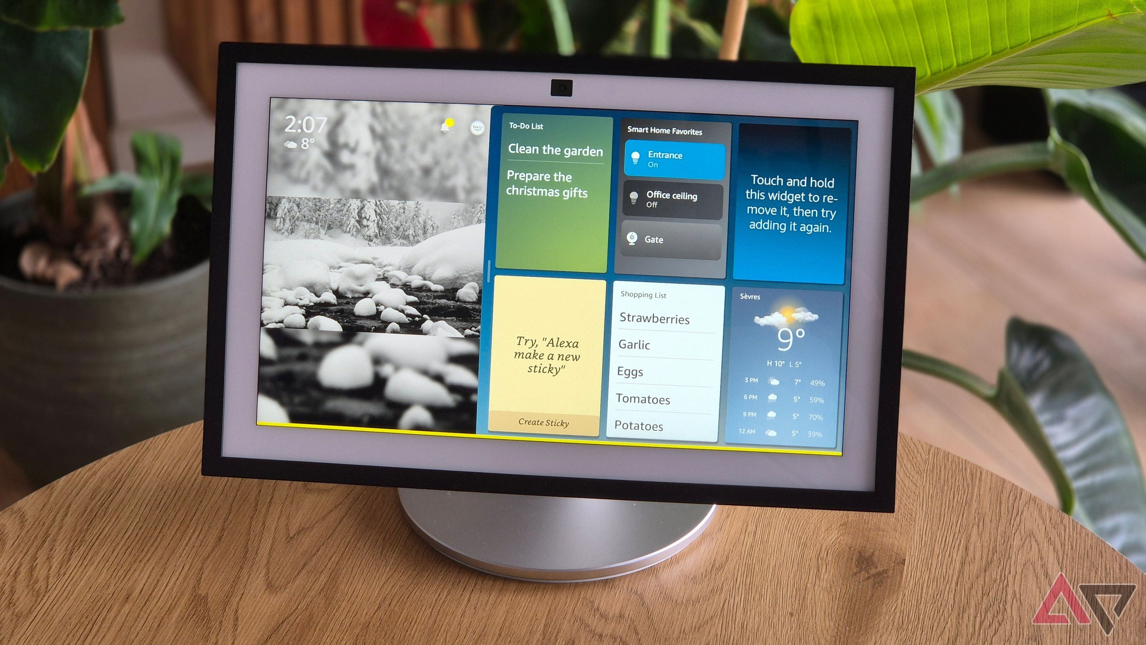 Tasty Tech Amazon Echo Show 15 (2nd Gen) smart display with Full HD screen showing widgets for to-do list, smart home, shopping, and weather.